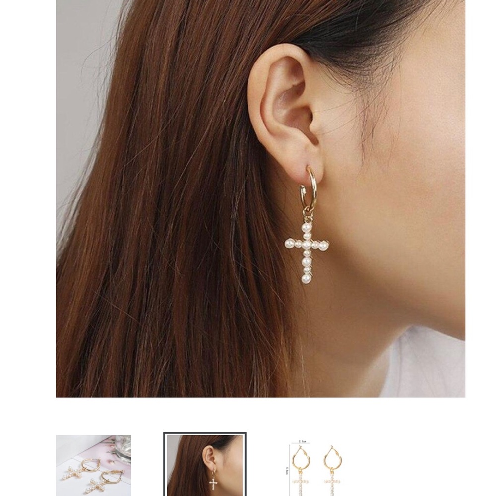 Pearl Cross Earings
